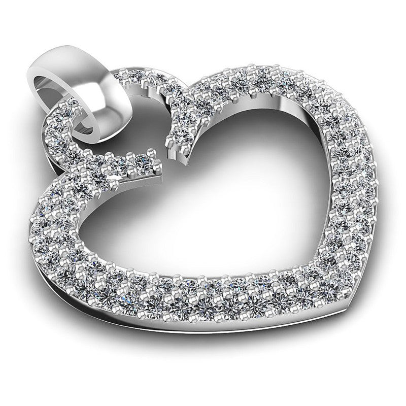 Round Diamonds 0.45CT Heart Pendant in 14KT Yellow Gold