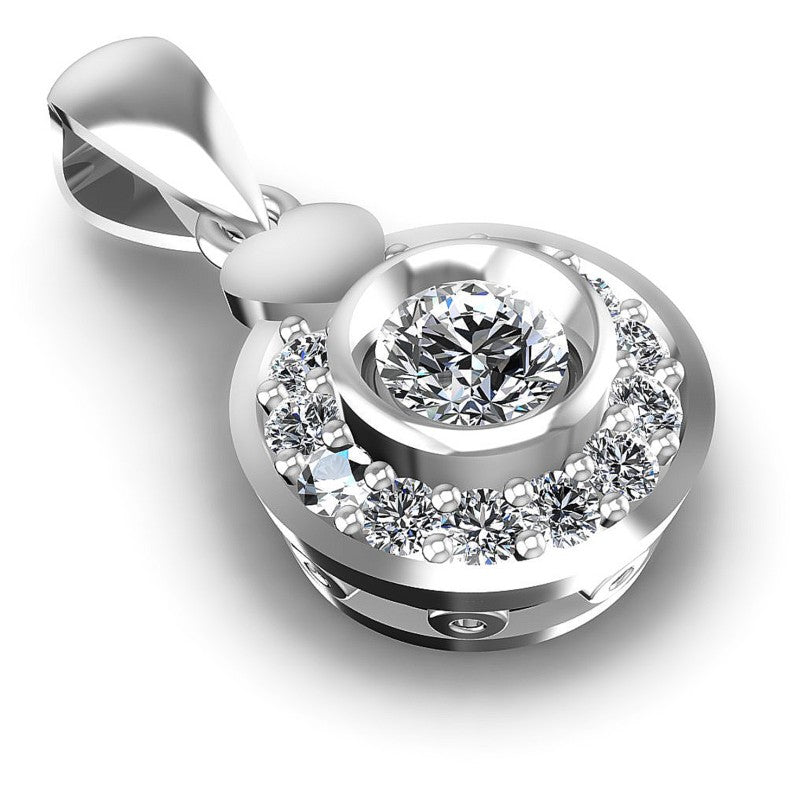 Round Diamonds 0.50CT Halo Pendant in 14KT Yellow Gold