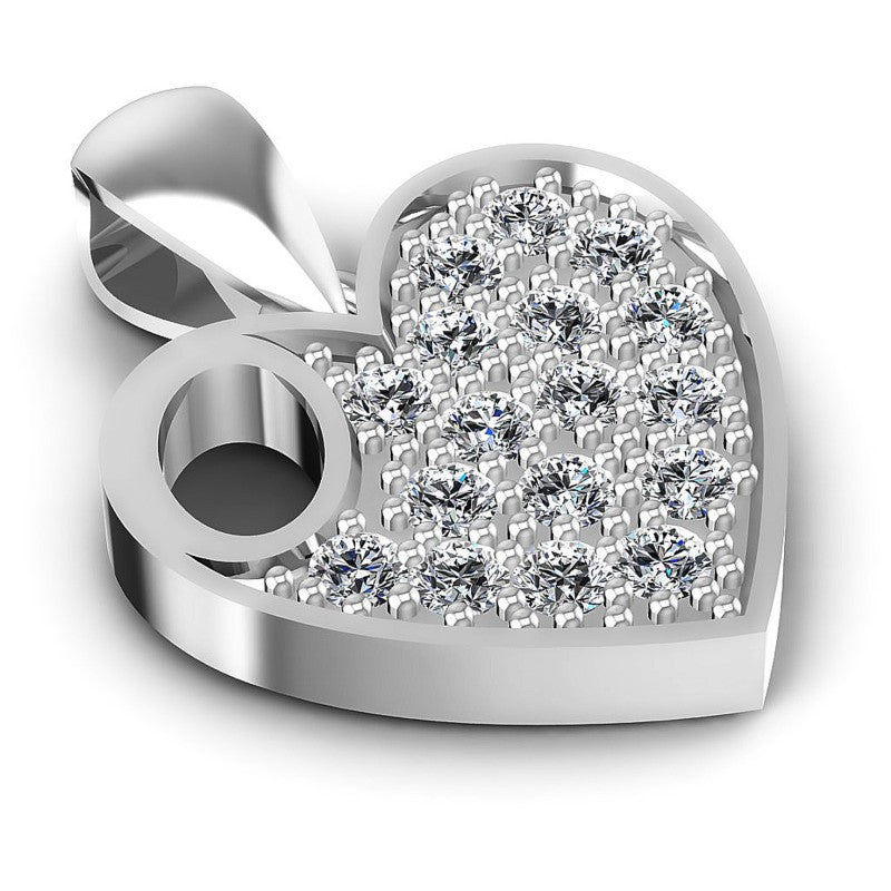 Round Diamonds 0.35CT Heart Pendant in 14KT Yellow Gold