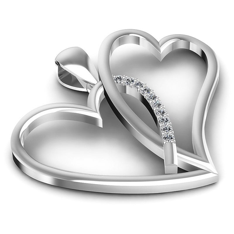 Round Diamonds 0.10CT Heart Pendant in 14KT Yellow Gold