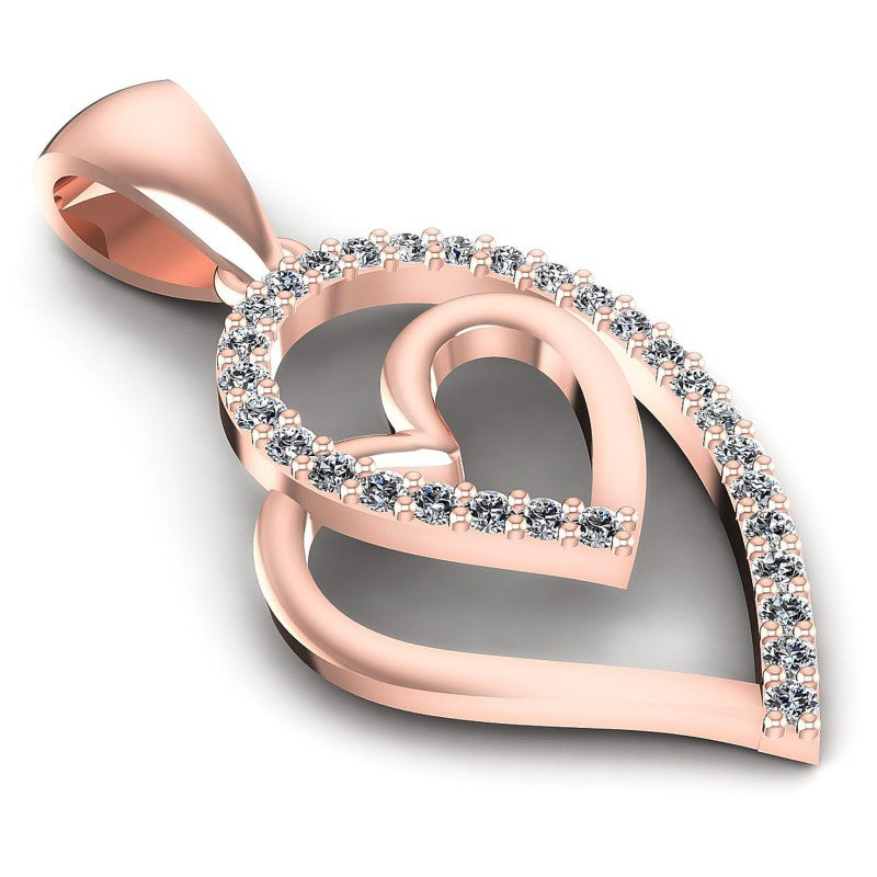 Round Diamonds 0.20CT Heart Pendant in 18KT Yellow Gold
