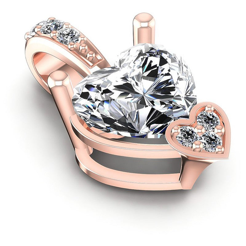 Round and Heart Diamonds 0.95CT Heart Pendant in 18KT Yellow Gold
