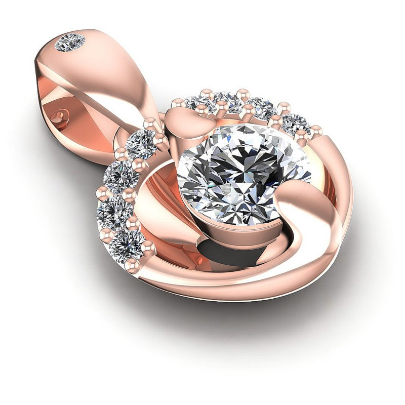 Round Diamonds 0.35CT Heart Pendant in 18KT Yellow Gold