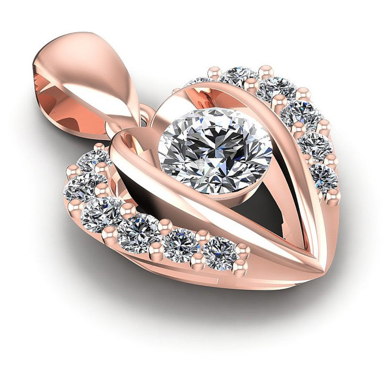 Round Diamonds 0.70CT Heart Pendant in 18KT Yellow Gold