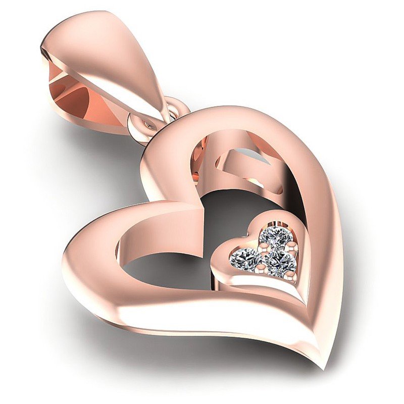 Round Diamonds 0.05CT Heart Pendant in 18KT Yellow Gold