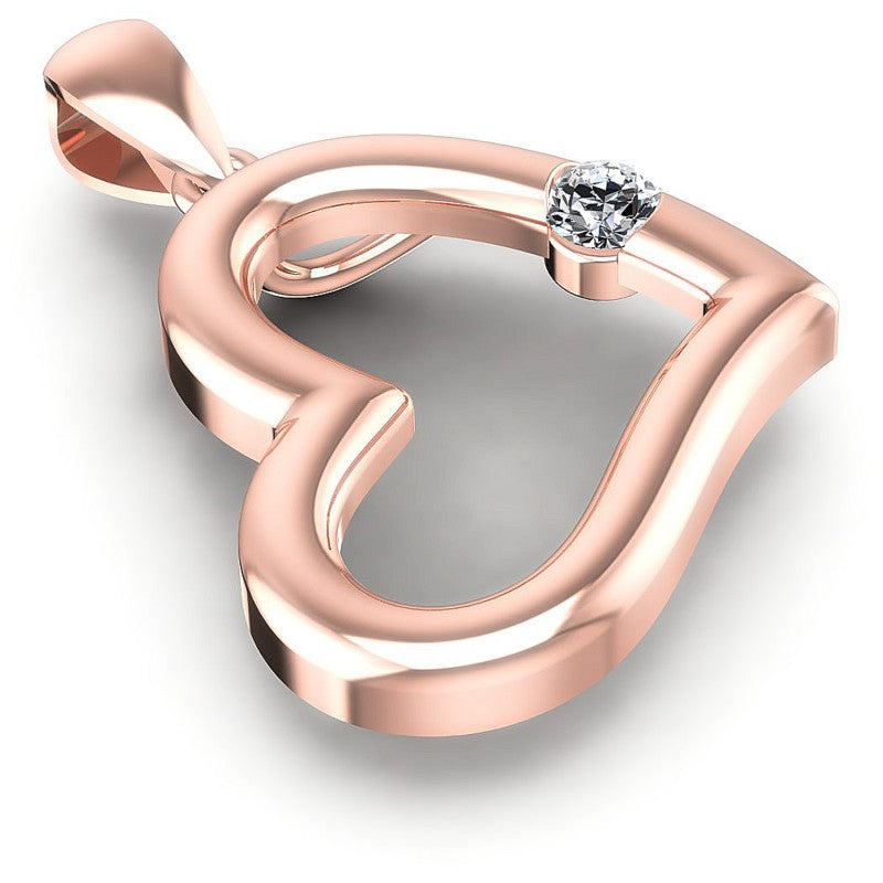 Round Diamonds 0.10CT Heart Pendant in 18KT Yellow Gold