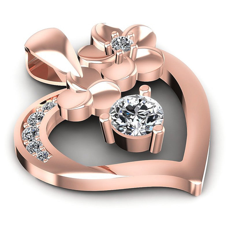 Round Diamonds 0.50CT Heart Pendant in 18KT Yellow Gold