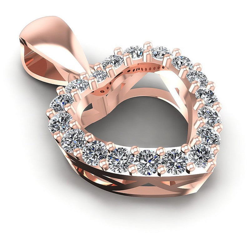 Round Diamonds 0.40CT Heart Pendant in 18KT Yellow Gold