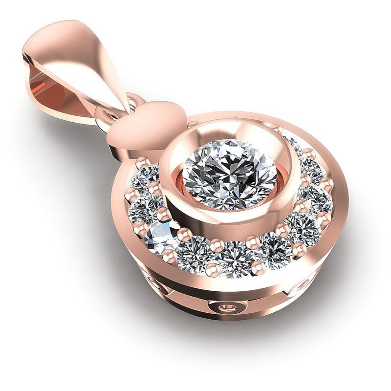 Round Diamonds 0.50CT Halo Pendant in 18KT Yellow Gold