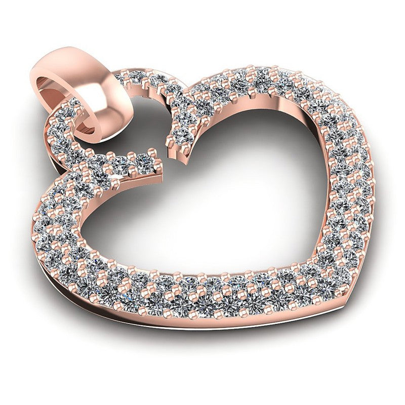 Round Diamonds 0.45CT Heart Pendant in 18KT Yellow Gold