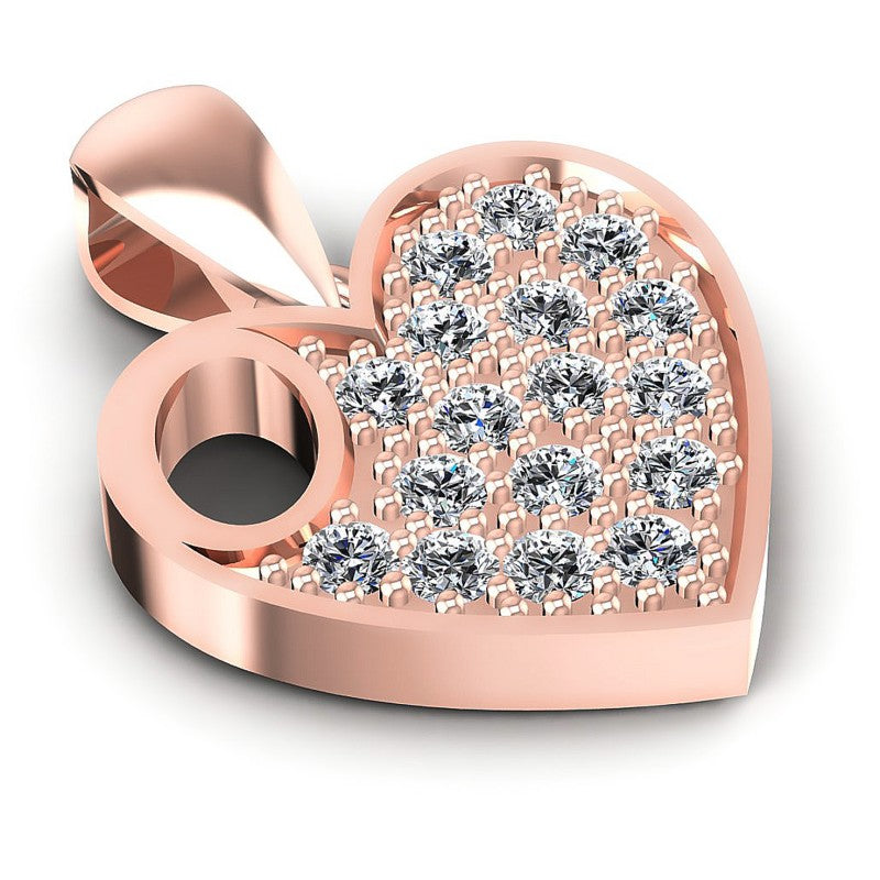 Round Diamonds 0.35CT Heart Pendant in 18KT Yellow Gold