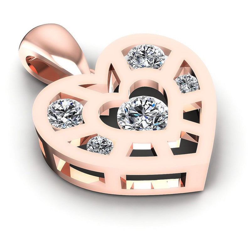 Round Diamonds 0.50CT Heart Pendant in 18KT Yellow Gold