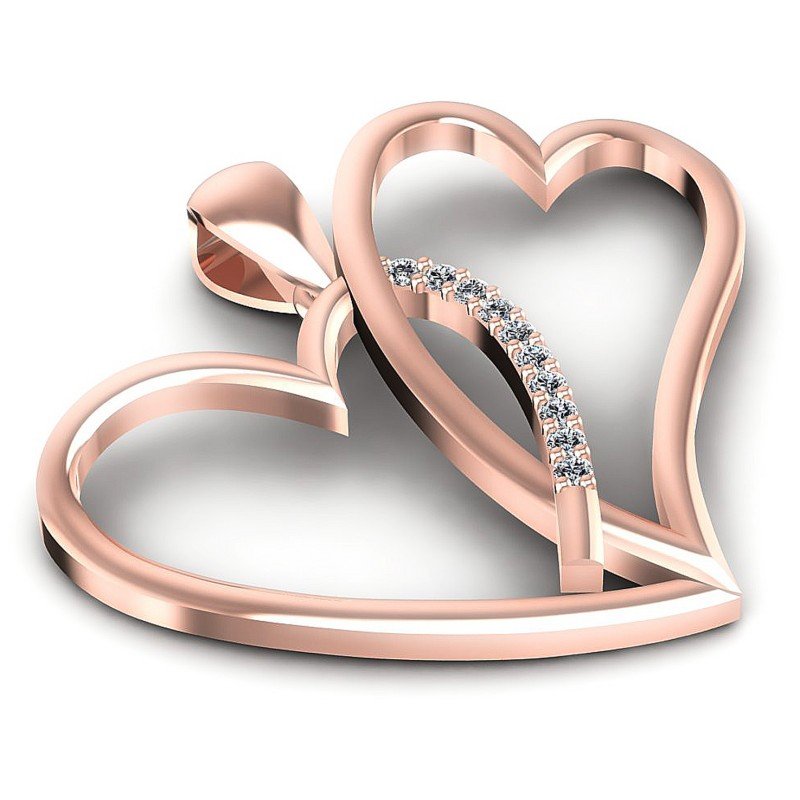Round Diamonds 0.10CT Heart Pendant in 18KT Yellow Gold