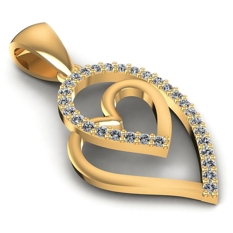 Round Diamonds 0.20CT Heart Pendant in 14KT Yellow Gold