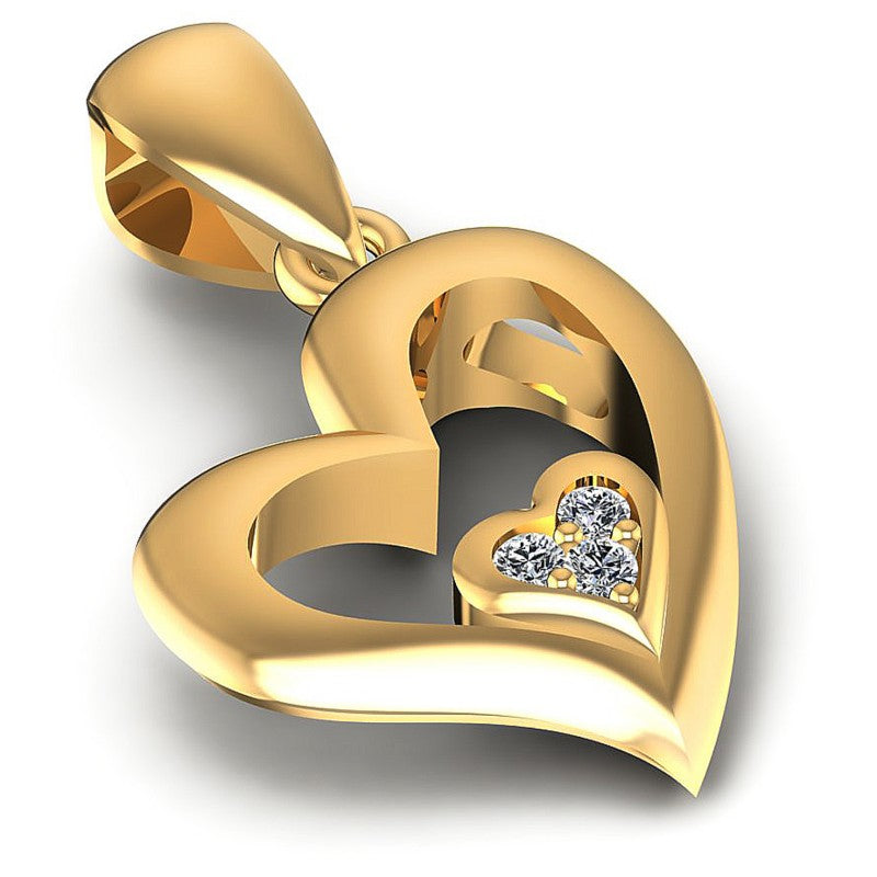 Round Diamonds 0.05CT Heart Pendant in 14KT Yellow Gold