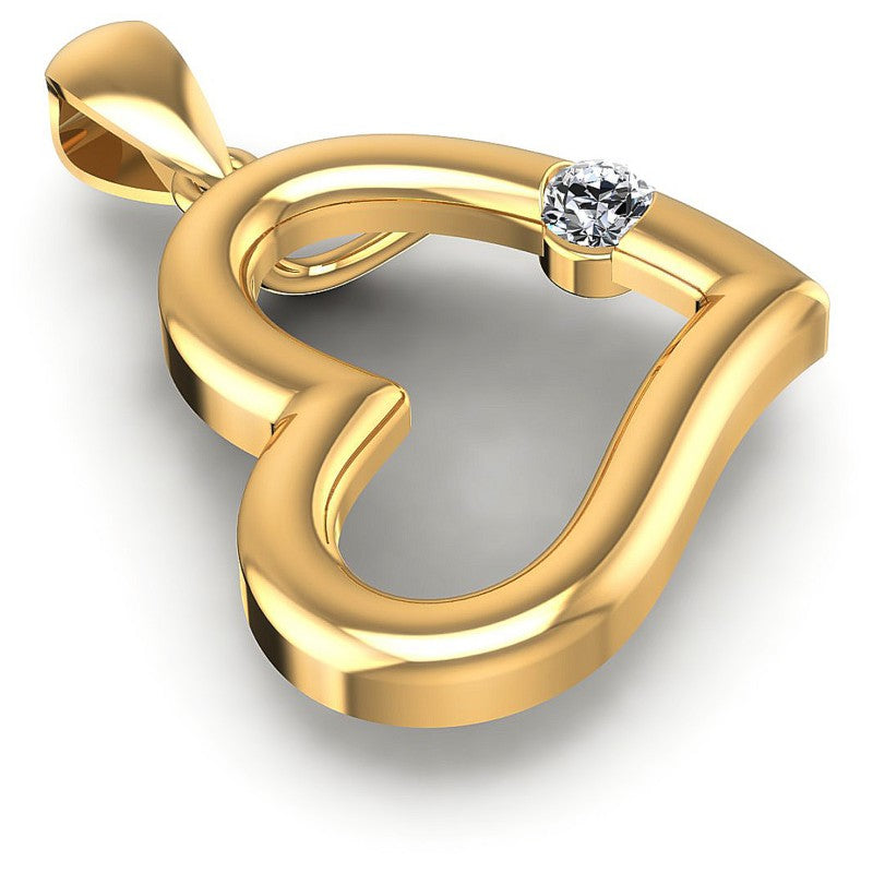 Round Diamonds 0.10CT Heart Pendant in 14KT Yellow Gold