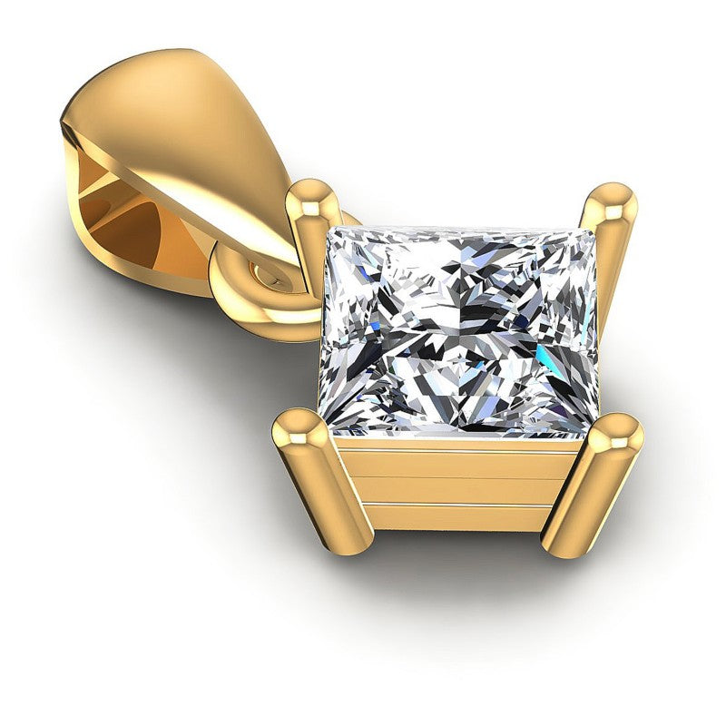 Princess Diamonds 0.35CT Solitaire Pendant in 14KT Yellow Gold