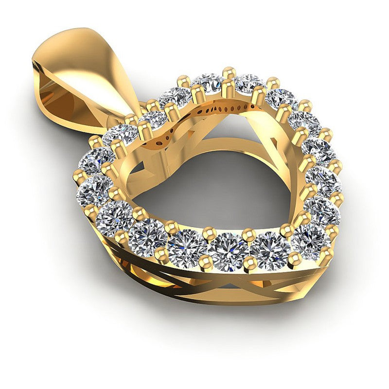 Round Diamonds 0.40CT Heart Pendant in 14KT Yellow Gold