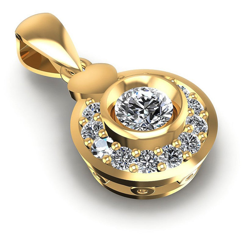 Round Diamonds 0.50CT Halo Pendant in 14KT Yellow Gold