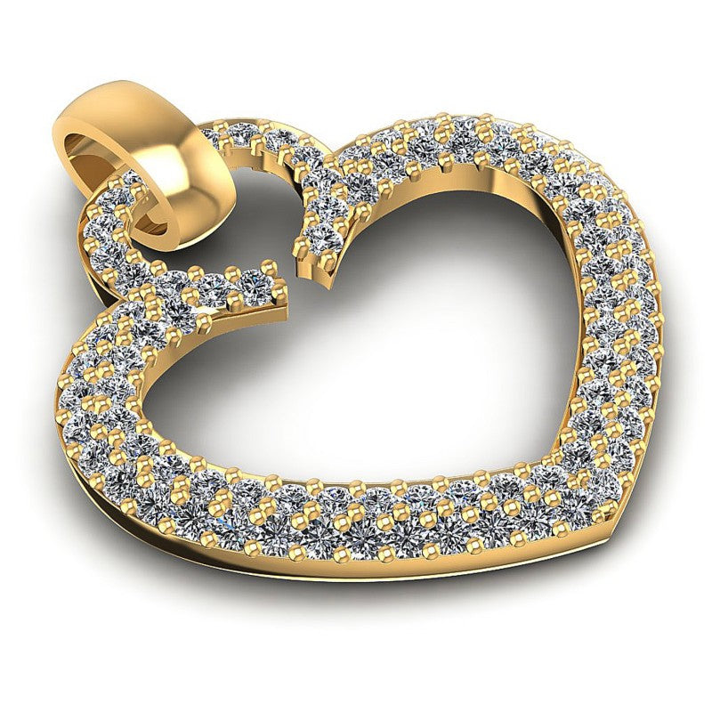 Round Diamonds 0.45CT Heart Pendant in 14KT Yellow Gold