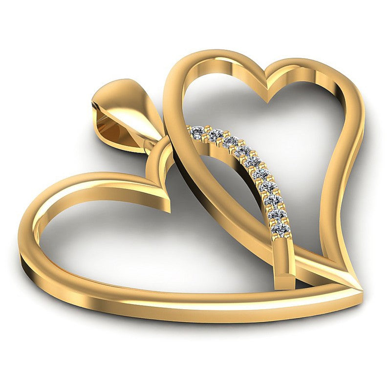 Round Diamonds 0.10CT Heart Pendant in 14KT Yellow Gold