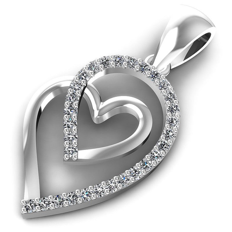 Round Diamonds 0.20CT Heart Pendant in 14KT Rose Gold