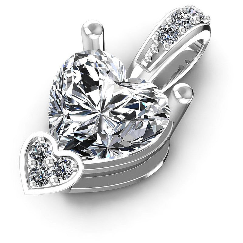 Round and Heart Diamonds 0.95CT Heart Pendant in 14KT Rose Gold