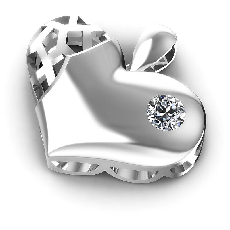Round Diamonds 0.20CT Heart Pendant in 14KT Rose Gold