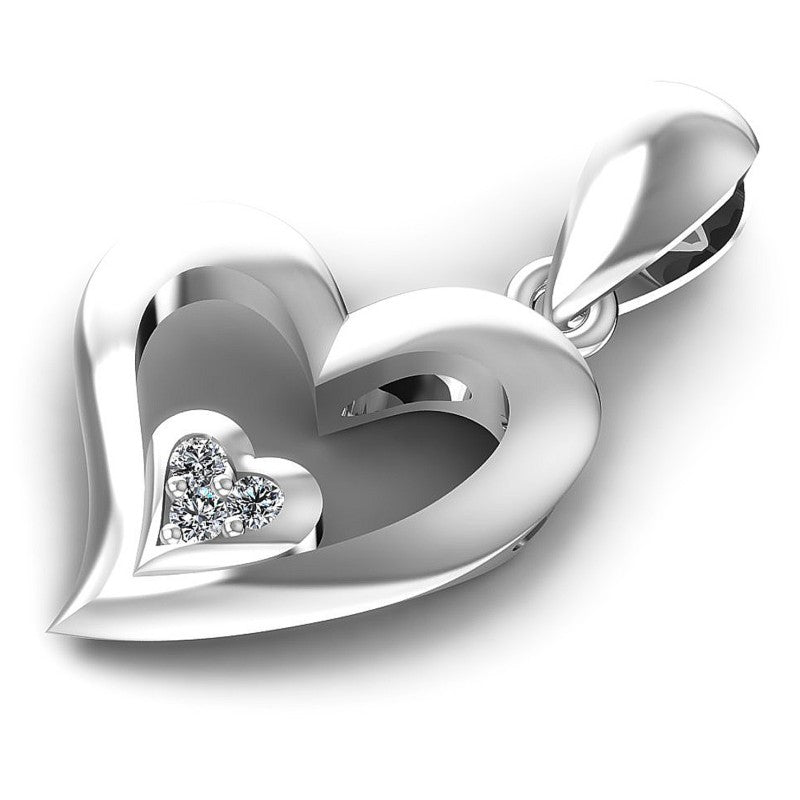 Precious Round Diamonds 0.05CT Heart Pendant