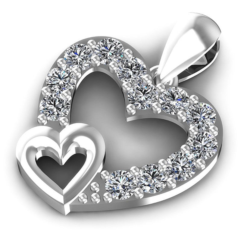 Elegant Round Diamonds 0.45CT Heart Pendant