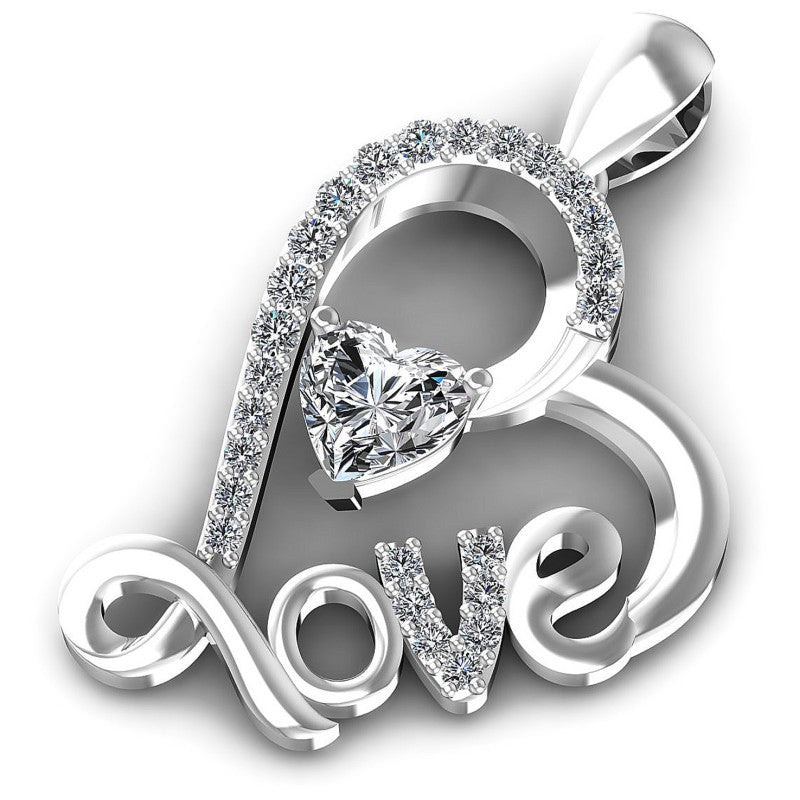 Charming Round and Heart Diamonds 0.65CT Heart Pendant