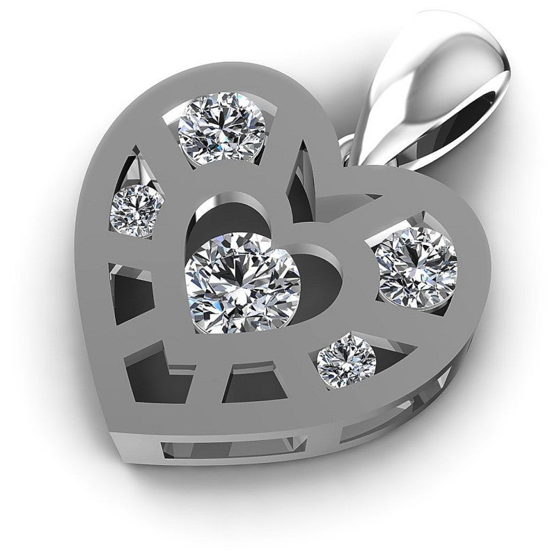Original Round Diamonds 0.50CT Heart Pendant