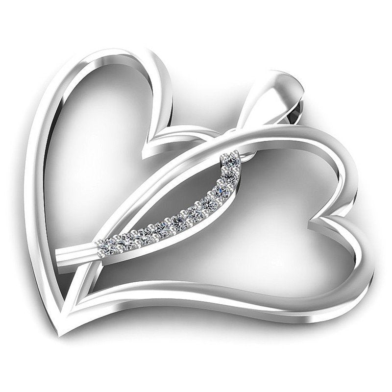 Round Diamonds 0.10CT Heart Pendant in 14KT Rose Gold