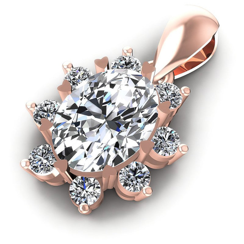 Round And Oval Cut Diamonds Fashion Pendant in 18KT Rose Gold