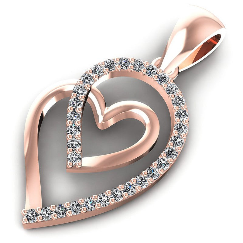 Precious Round Diamonds 0.20CT Heart Pendant