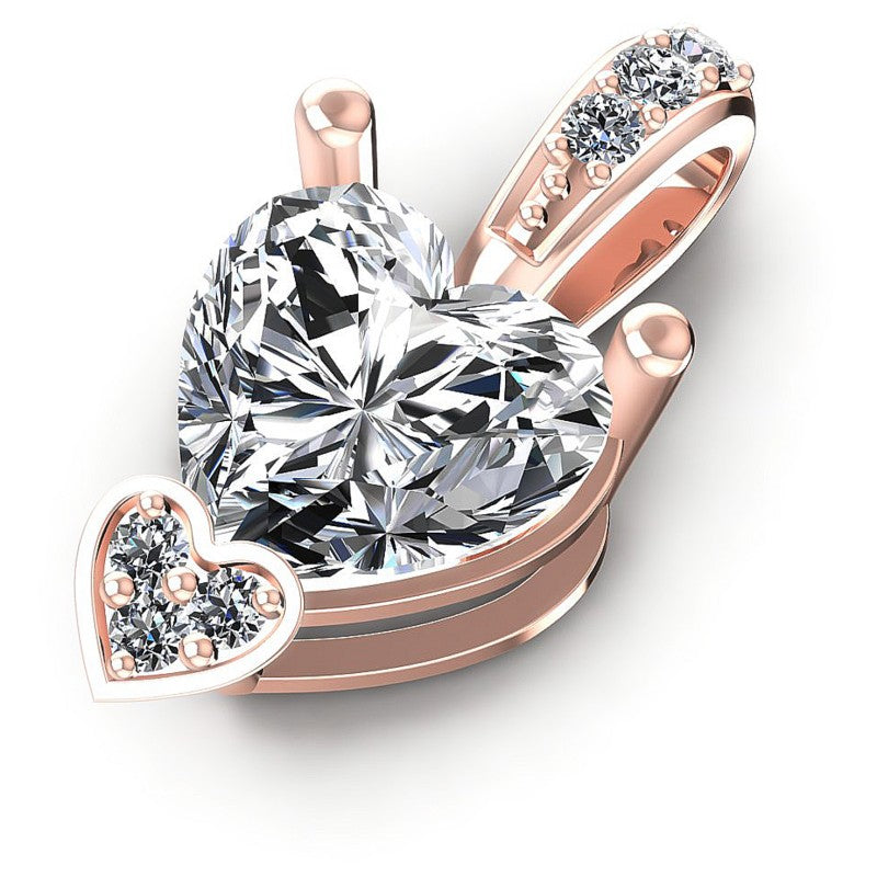 Spectacular Round and Heart Diamonds 0.95CT Heart Pendant