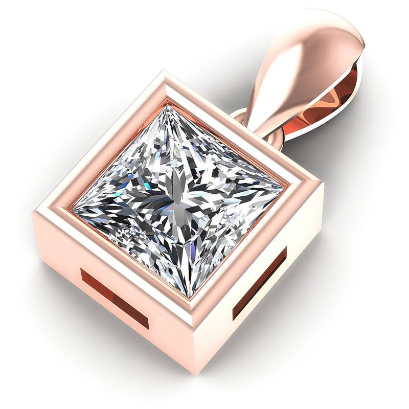 Princess Diamonds 0.35CT Solitaire Pendant in 18KT Rose Gold