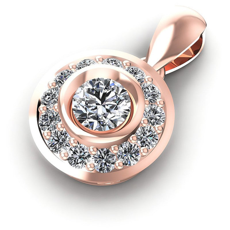 Round Diamonds 0.50CT Halo Pendant in 18KT Rose Gold