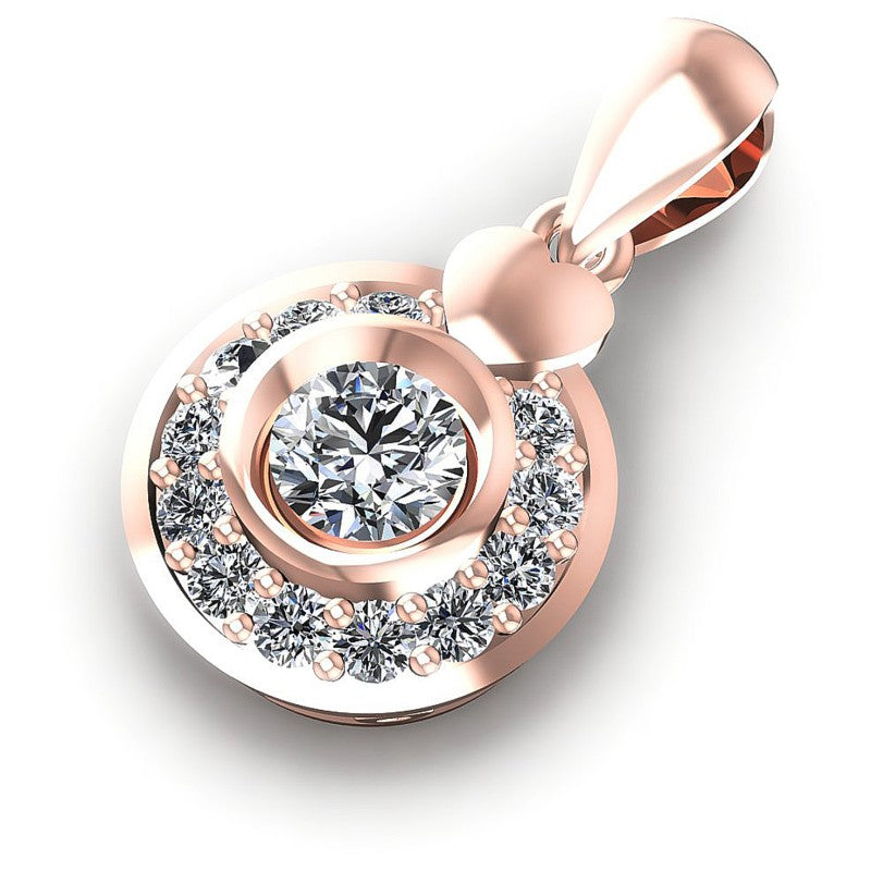 Round Diamonds 0.50CT Halo Pendant in 18KT Rose Gold