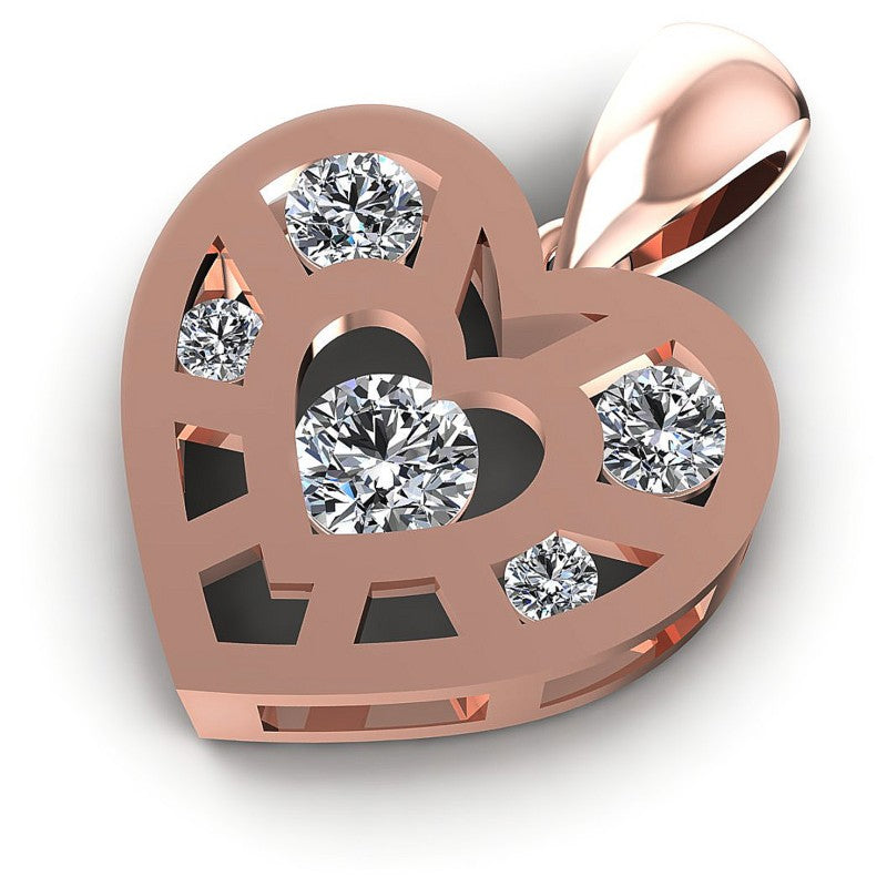 Round Diamonds 0.50CT Heart Pendant in 18KT Rose Gold