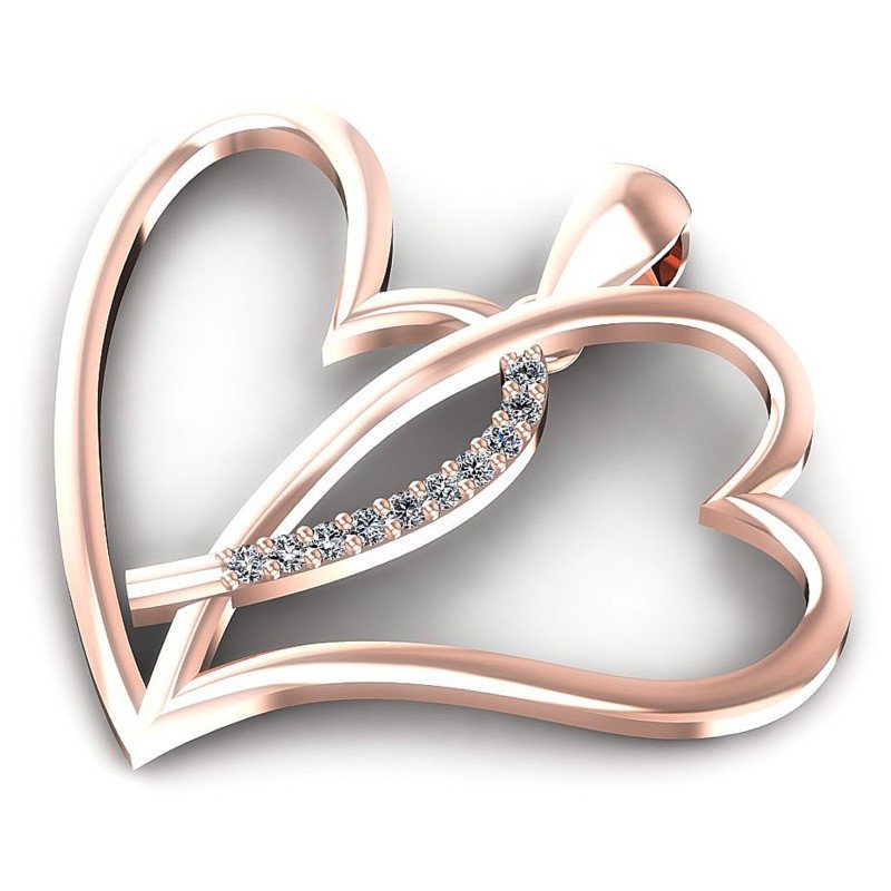 Round Diamonds 0.10CT Heart Pendant in 18KT Rose Gold