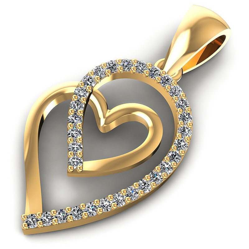 Round Diamonds 0.20CT Heart Pendant in 14KT Rose Gold