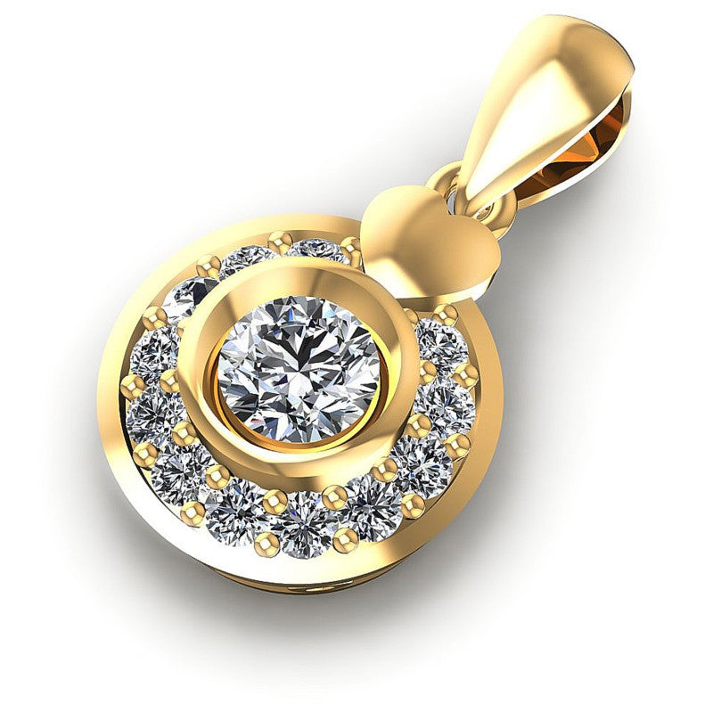 Round Diamonds 0.50CT Halo Pendant in 14KT Rose Gold