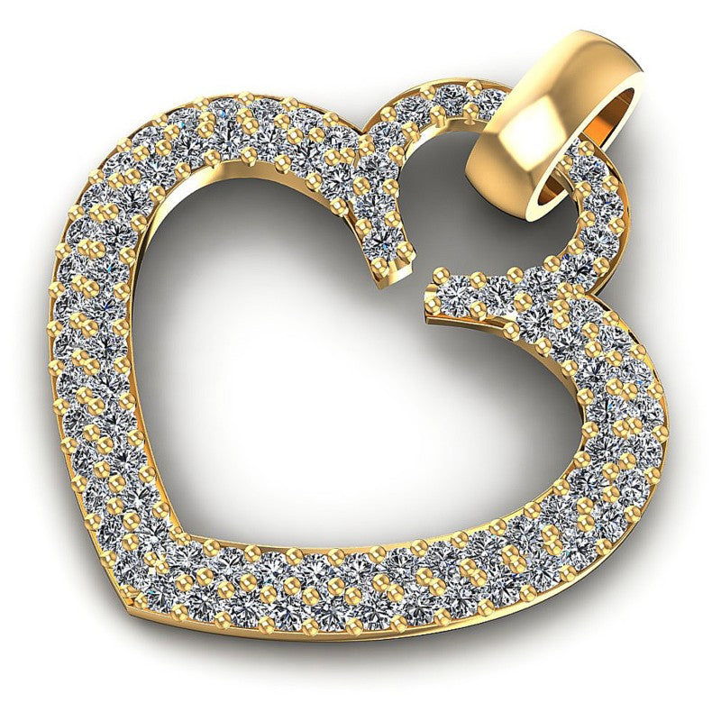 Round Diamonds 0.45CT Heart Pendant in 14KT Rose Gold