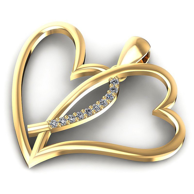 Original Round Diamonds 0.10CT Heart Pendant