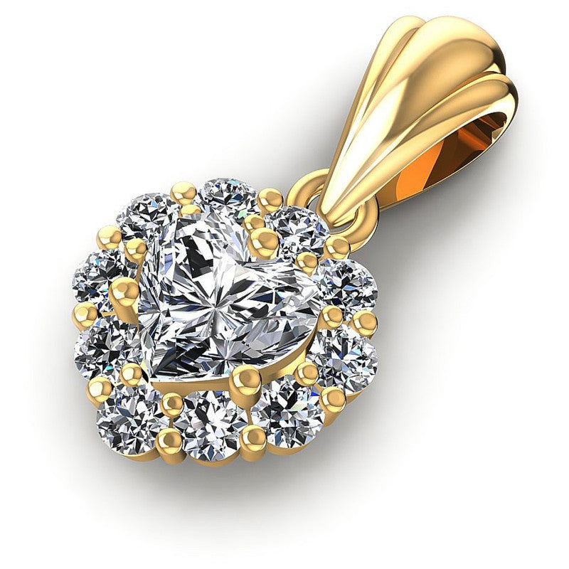 Round and Heart Diamonds 0.65CT Halo Pendant in 14KT Rose Gold