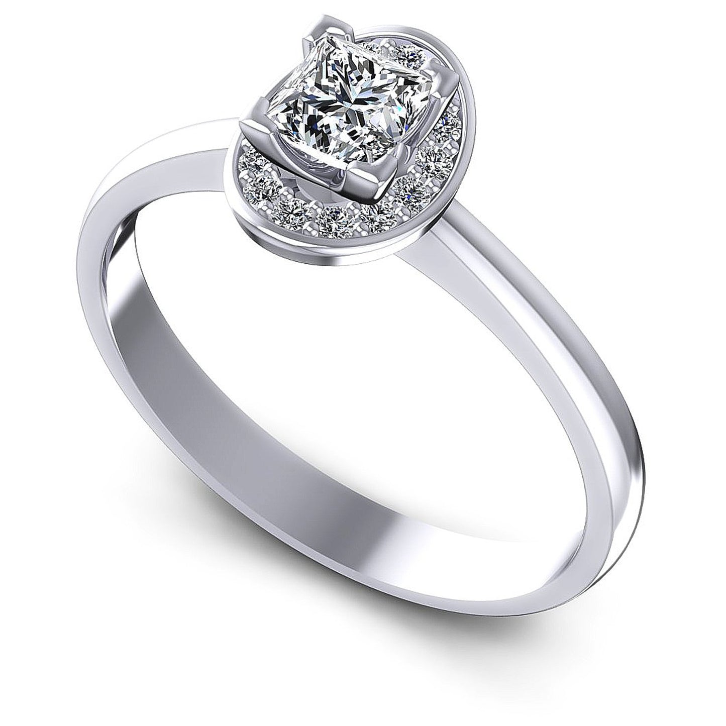 0.45CT Princess And Round Cut Diamonds Engagement Rings