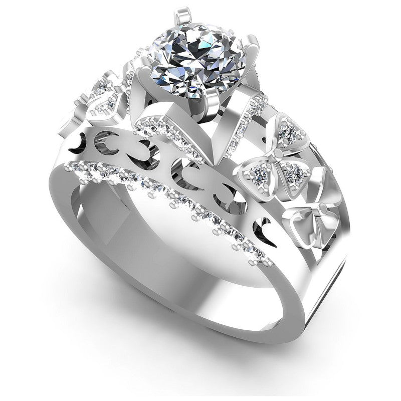 Round Diamonds 1.10CT Engagement Ring in 14KT White Gold