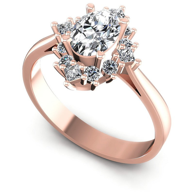 Oval And Princess And Round Cut Diamonds Halo Ring in 18KT White Gold