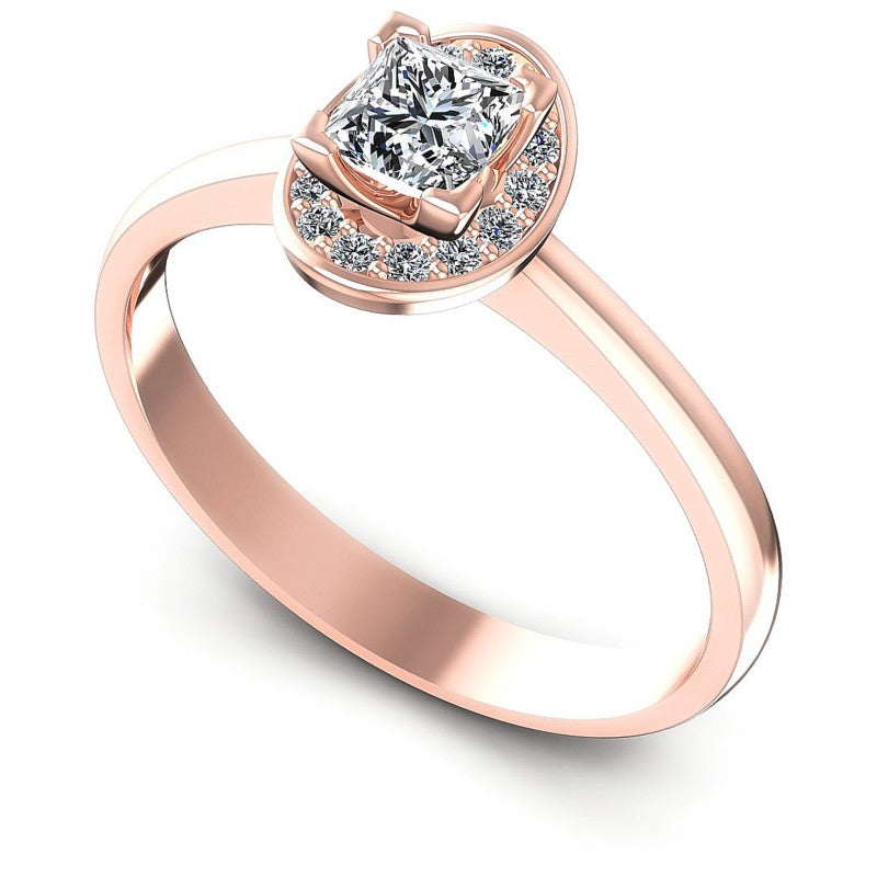 Princess and Round Diamonds 0.45CT Engagement Ring in 18KT White Gold
